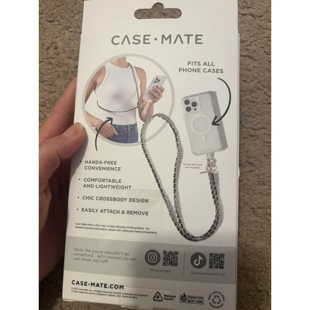 Case-Mate Leather Adjustable Crossbody Lanyard for Any Phone Case - Taupe Rope